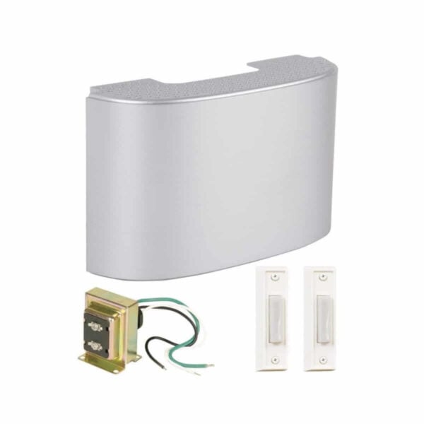 CK2000 BN Craftmade Curved Chime With Satin Nickel Finish ANd Two White Push Buttons