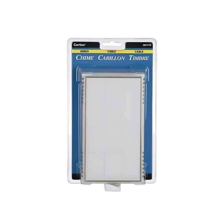 DH110 Carlon Rectangular Wired Chime White With Gold Trim in Packaging