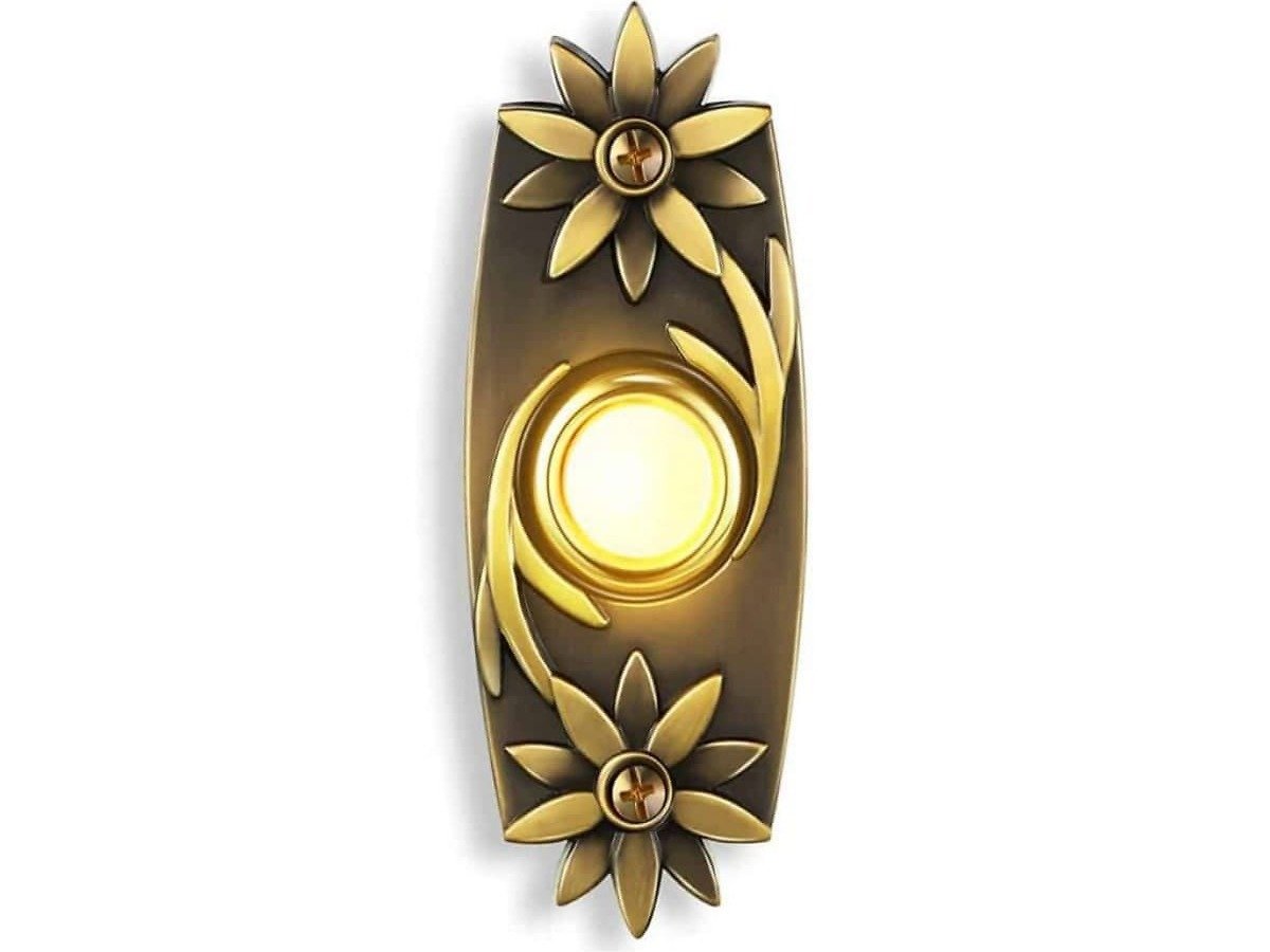 DH1641L Brass Wired Doorbell Button with Floral Design