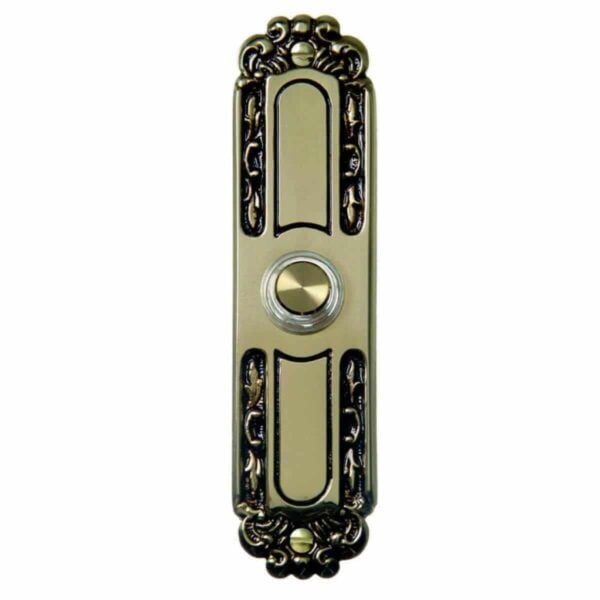 SS1663L Long Rectangular Victorian Aged Brass Push Button